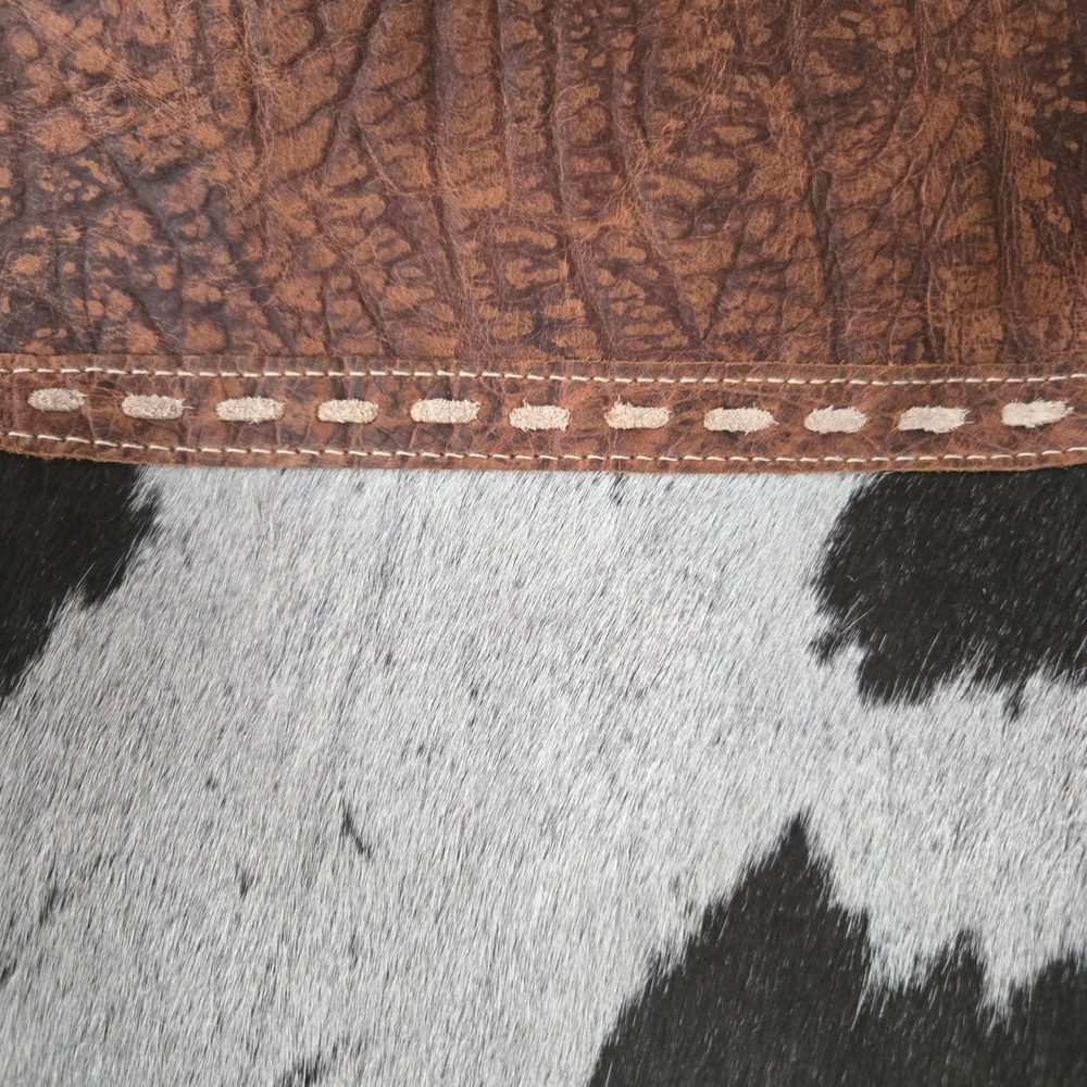 Myra Asher Weekender Bag Upcycled Canvas Hairon Leather Large Bag Boho Tote NWT - Picture 9 of 14
